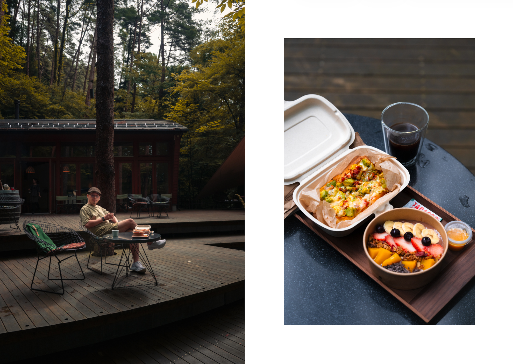 มื้ออาหารและมุมพักผ่อนบนระเบียงที่ HOSHINOYA Fuji