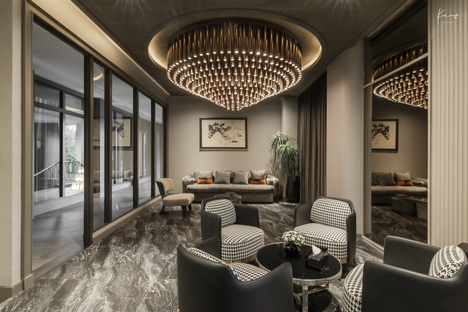 Private Lounge ทางเดินหินอ่อนภายในคลับเฮาส์