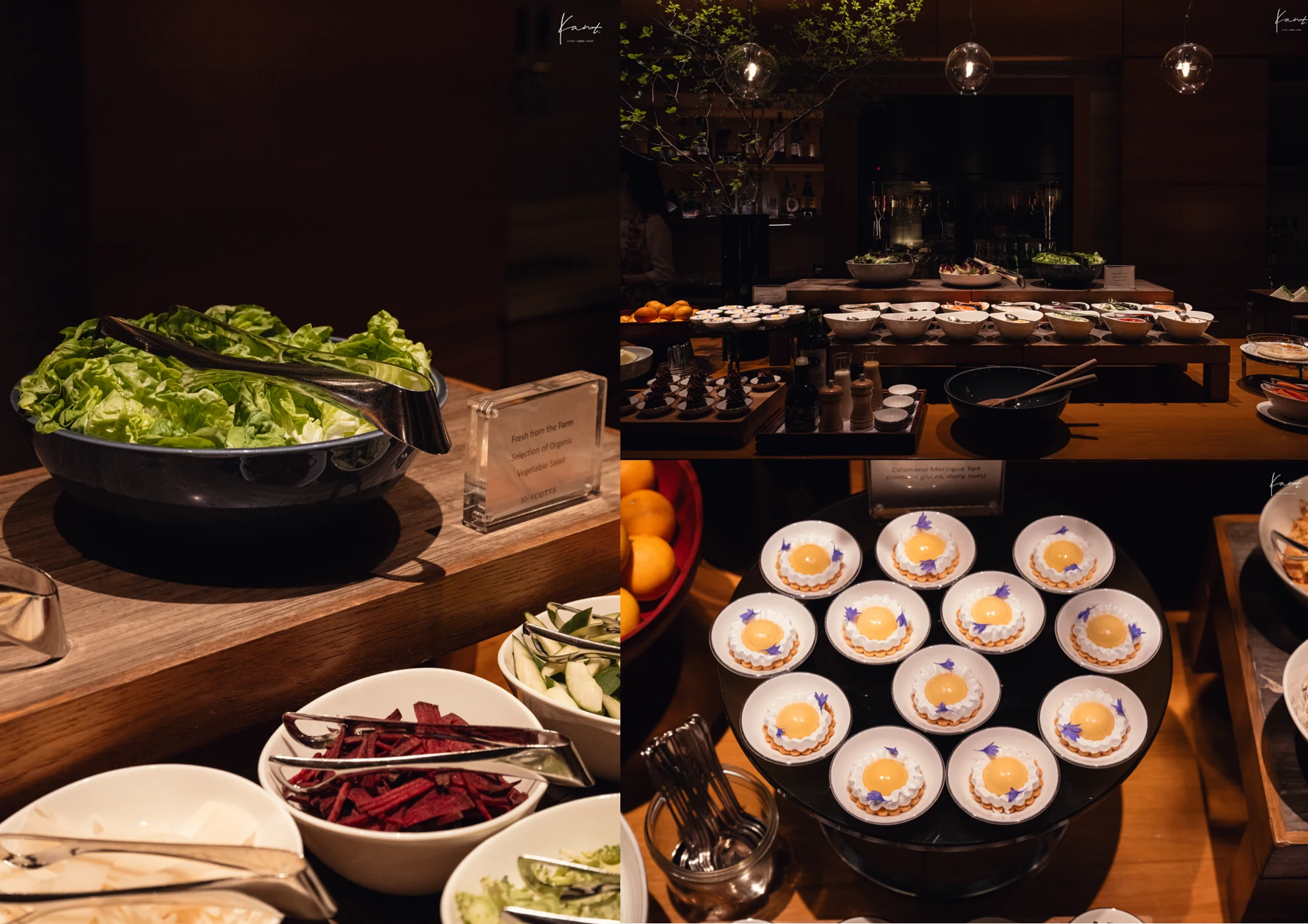สลัดบาร์และของหวานบนเคาน์เตอร์บุฟเฟต์