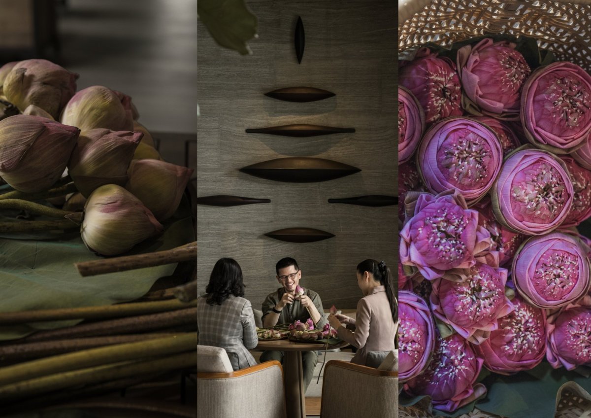 ดอกบัวสำหรับกิจกรรม Flower Meditation ริมสระว่ายน้ำ