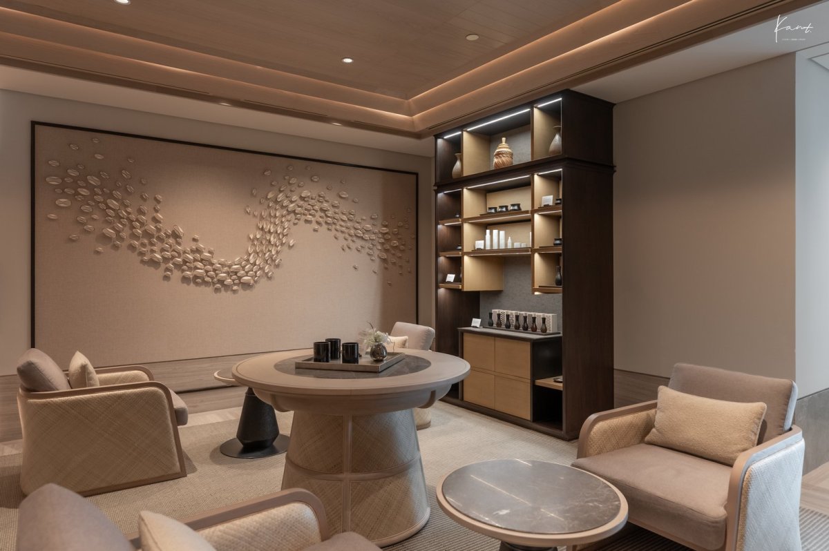 ห้องนั่งพักก่อนเข้ารับทรีตเมนต์ของ Aman Spa