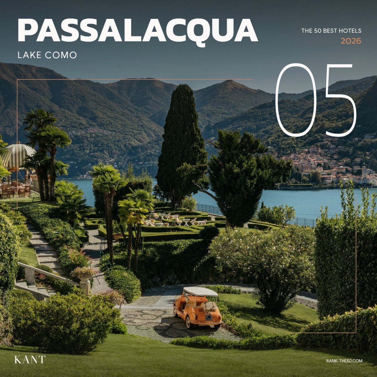 การ์ดอันดับ 5 The World’s 50 Best Hotels 2026 — Passalacqua ทะเลสาบโคโม อิตาลี