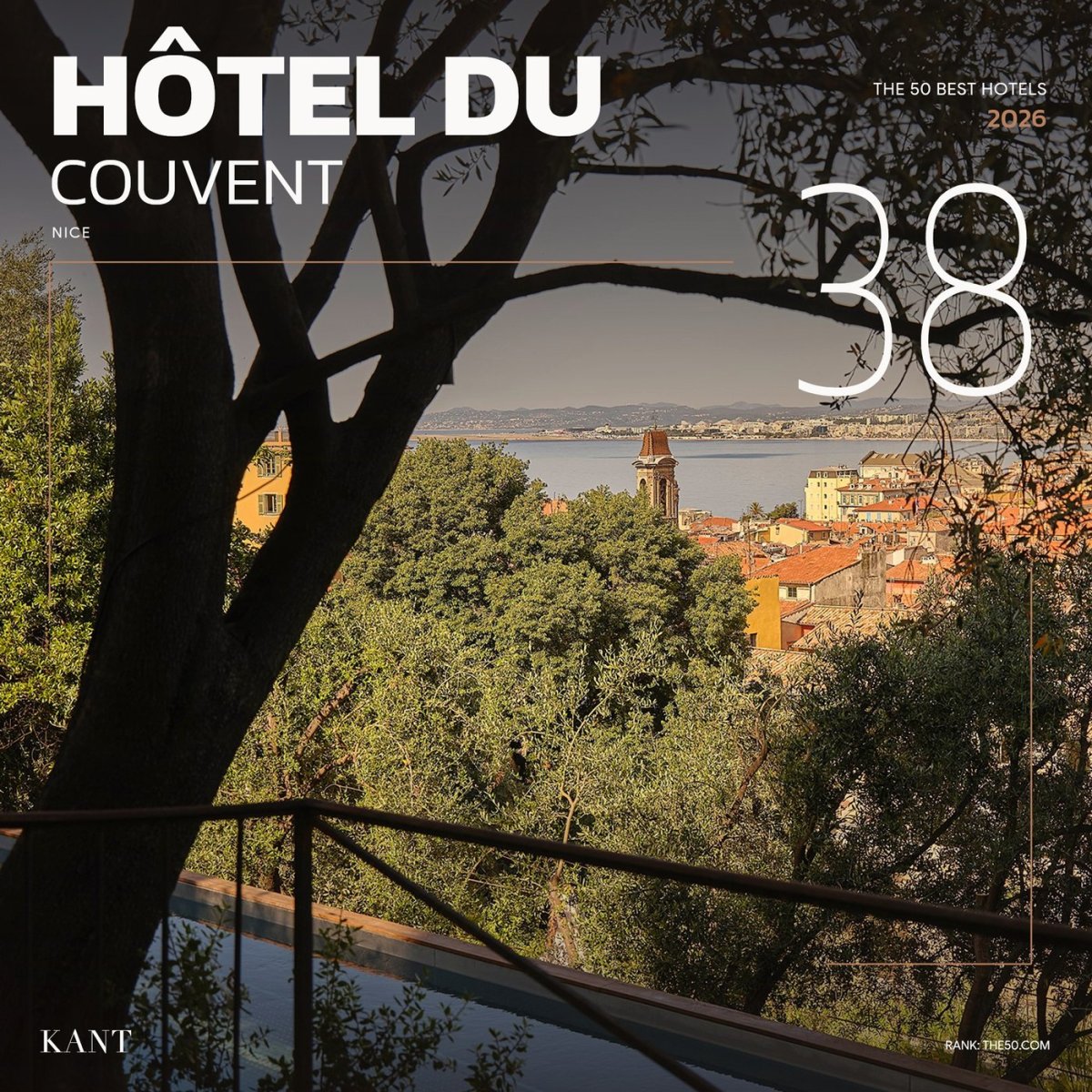 การ์ดอันดับ 38 The World’s 50 Best Hotels 2026 — Hôtel du Couvent นีซ ฝรั่งเศส
