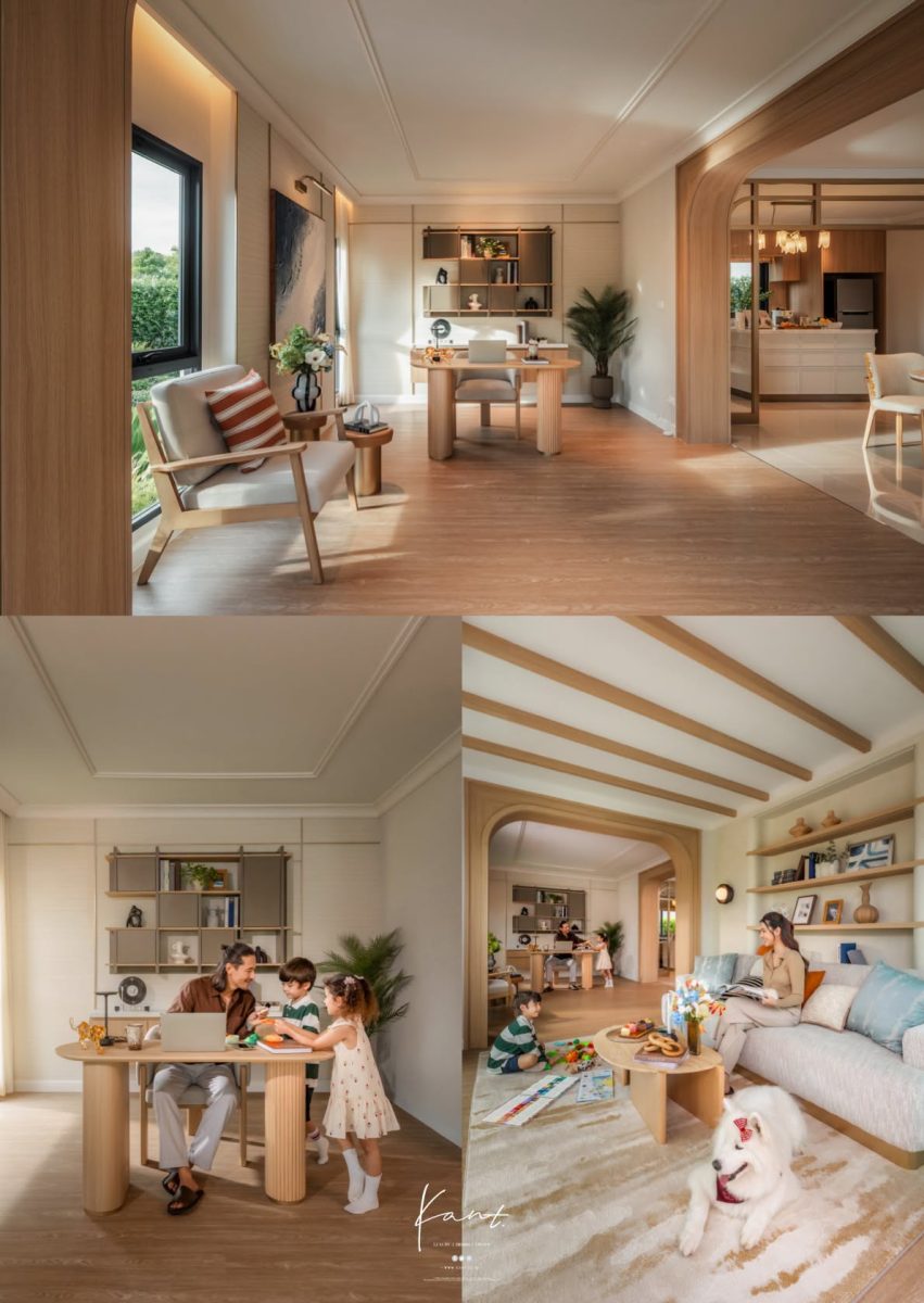 ห้องอเนกประสงค์ชั้นล่าง จัดเป็น Home Office และ Private Family Room