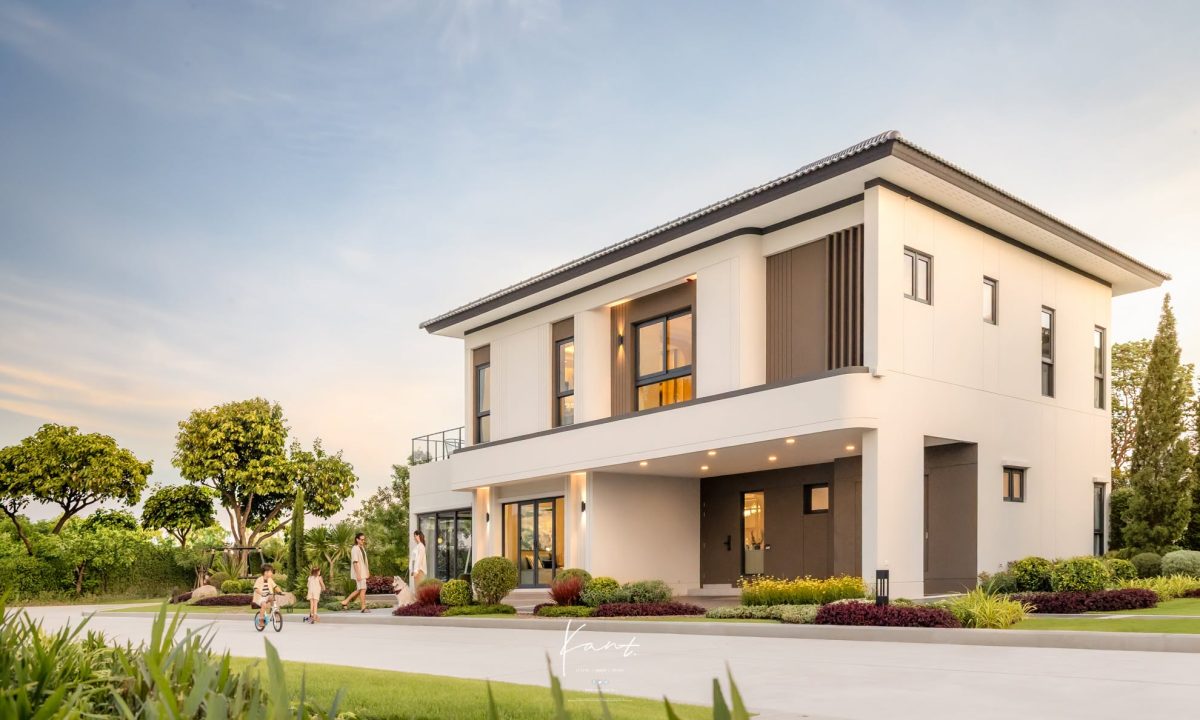 บ้านเดี่ยวสองชั้นหลังคาปั้นหยา ชายคาลึก ใน CENTRO เพชรเกษม–บางบอน
