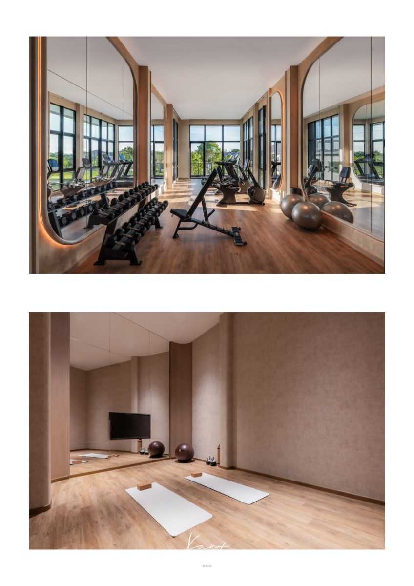 ฟิตเนสใน Clubhouse ลู่วิ่งและพื้นที่โล่งสำหรับยืดเหยียด