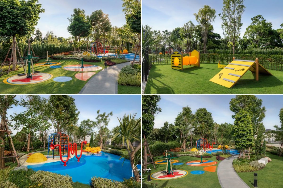 Playground อุปกรณ์ปีนป่ายหลายชุดในสวนส่วนกลาง