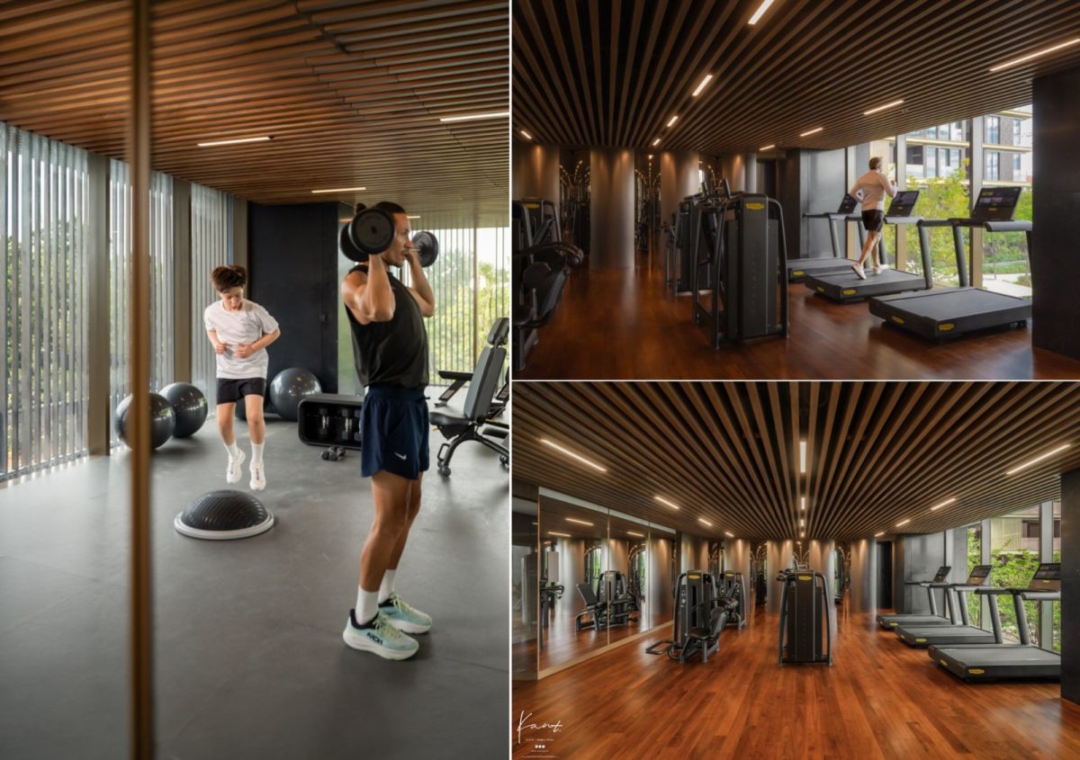 ฟิตเนสห้องกระจกพร้อมเครื่องออกกำลังกาย Technogym
